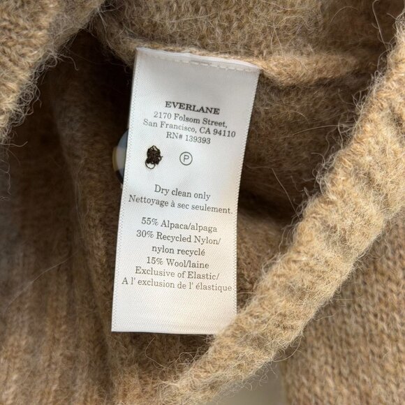 Everlane The Crew Cardigan in Alpaca in Dark Heathered Camel, Size Medium - Picture 8 of 9